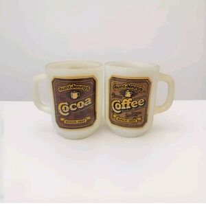 Anchor Hocking Vintage 1980 Milk Glass Aunt Jennys Hot Cocoa and Coffee Mug